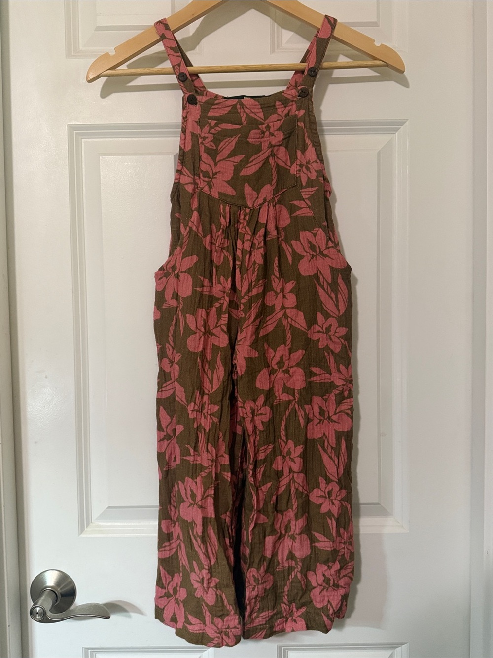 🌺 Lex Breezy Hawaii Girl’s Floral Brown & Pink Overalls Jumper